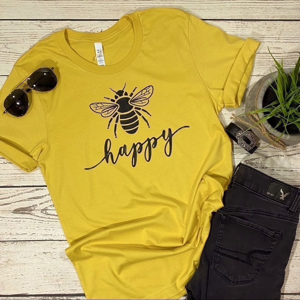 Bee Happy HTV Graphic Tee 🐝